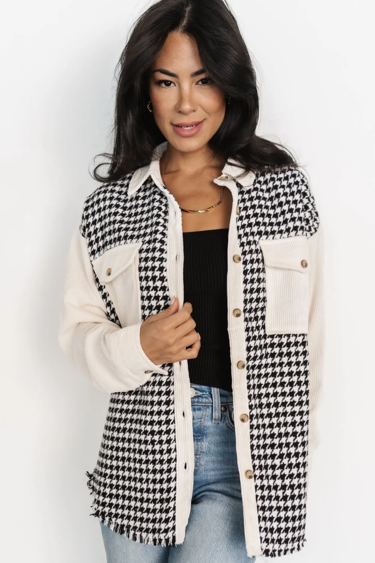 Best Baltic Born Montreal Houndstooth Shacket | Ivory + Black Ivory+Black