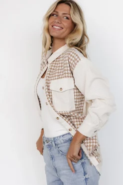 Discount Baltic Born Montreal Houndstooth Shacket | Taupe + Ivory Taupe+Ivory