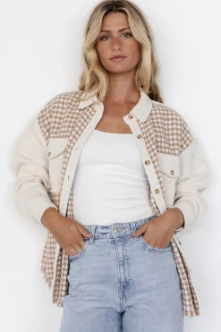 Discount Baltic Born Montreal Houndstooth Shacket | Taupe + Ivory Taupe+Ivory