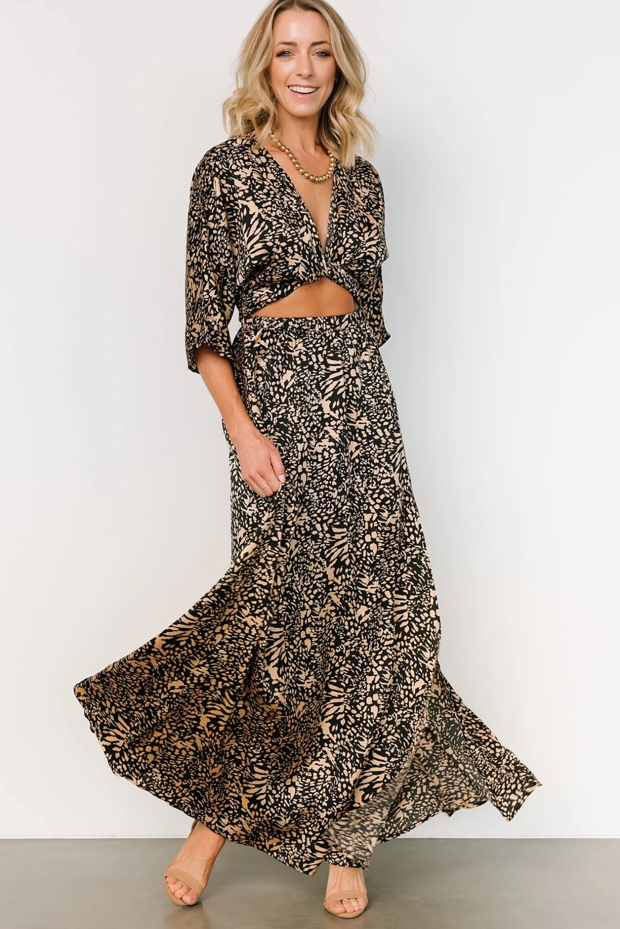 Sale Baltic Born Morlana Maxi Dress | Black + Tan Print Black+TanPrint