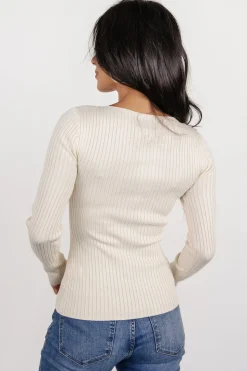New Baltic Born Morris Ribbed Knit Top | Cream