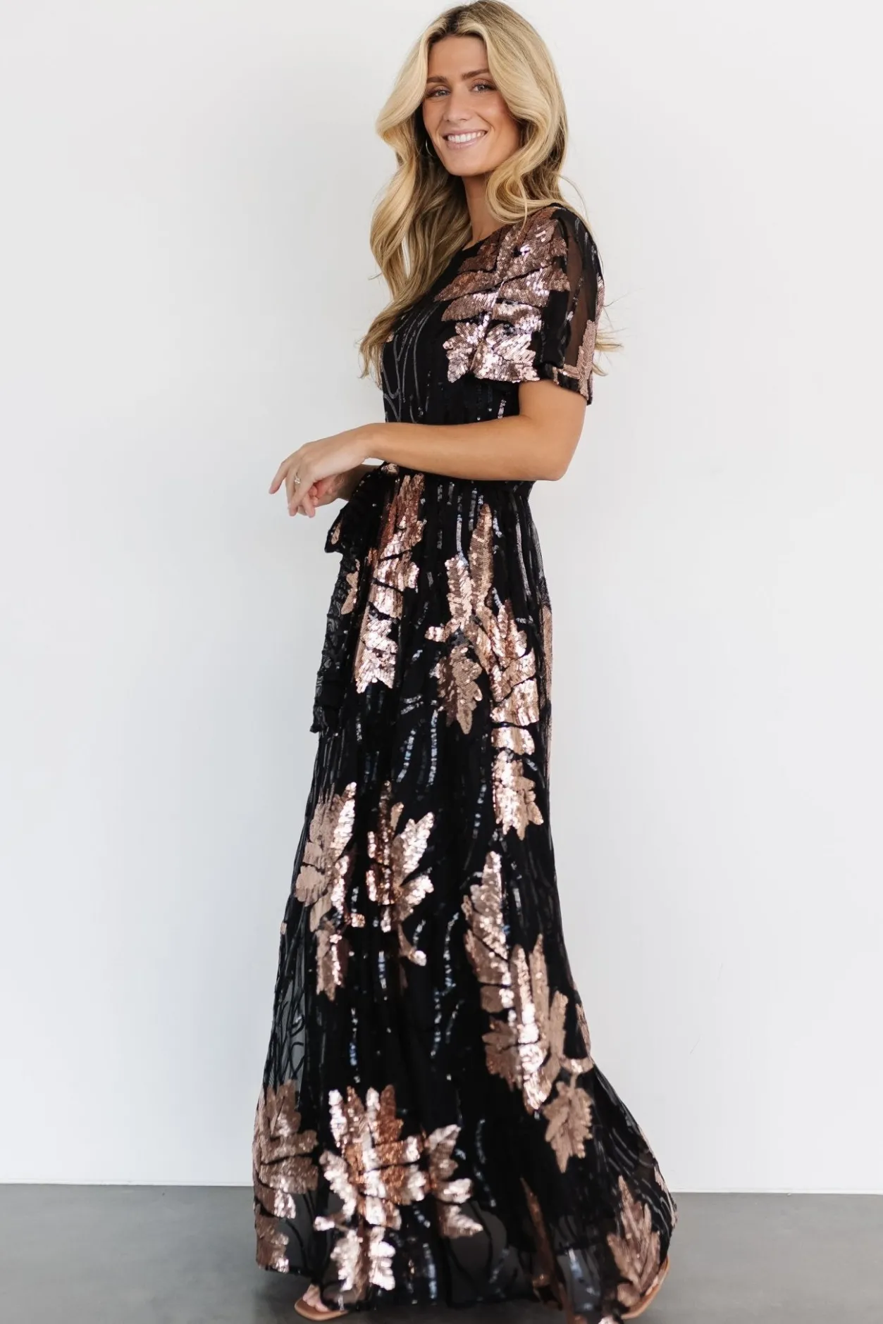 Fashion Baltic Born Muse Sequin Maxi Dress | Black + Rose Black+Rose