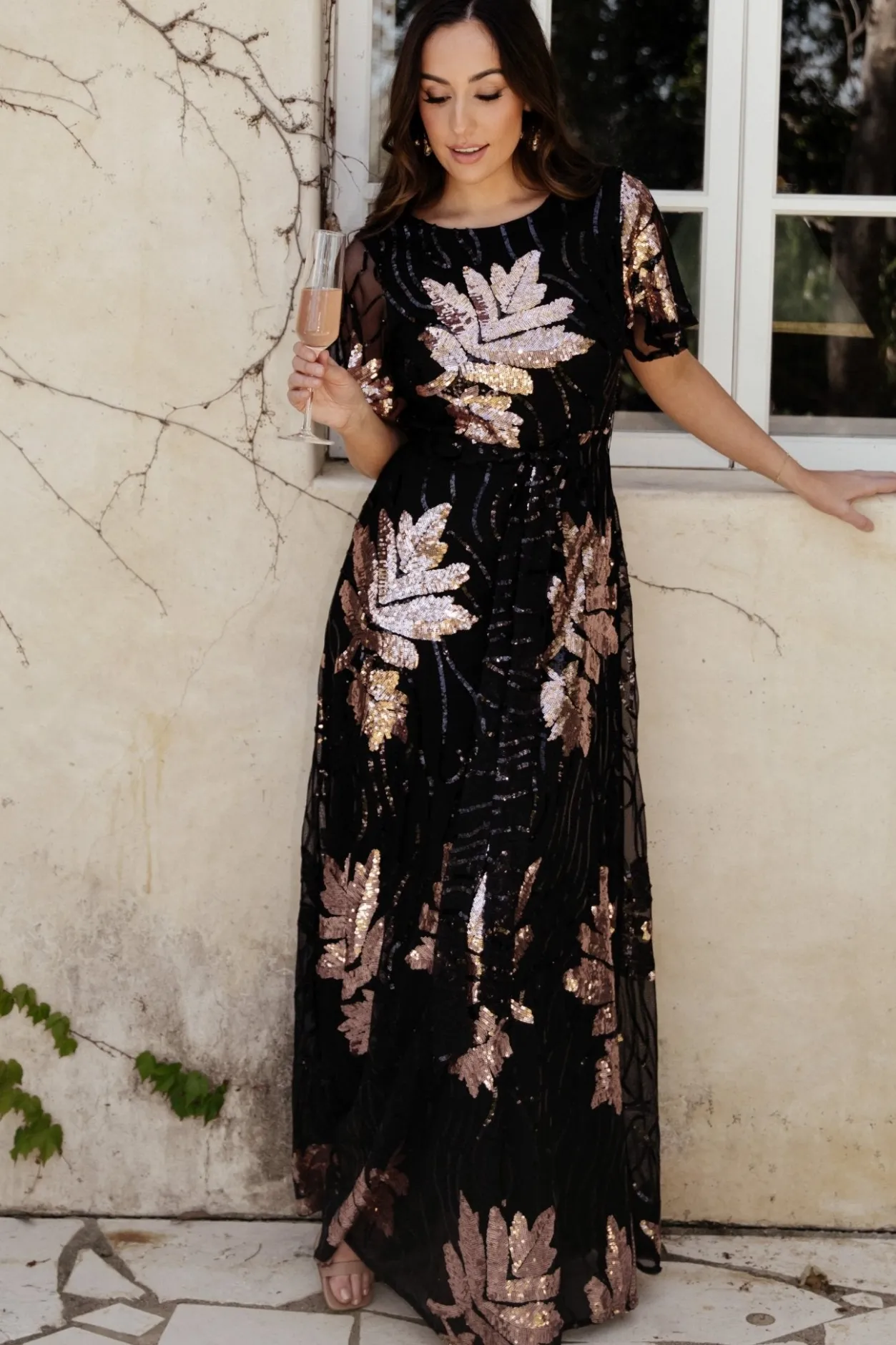 Fashion Baltic Born Muse Sequin Maxi Dress | Black + Rose Black+Rose