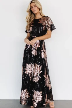 Fashion Baltic Born Muse Sequin Maxi Dress | Black + Rose Black+Rose