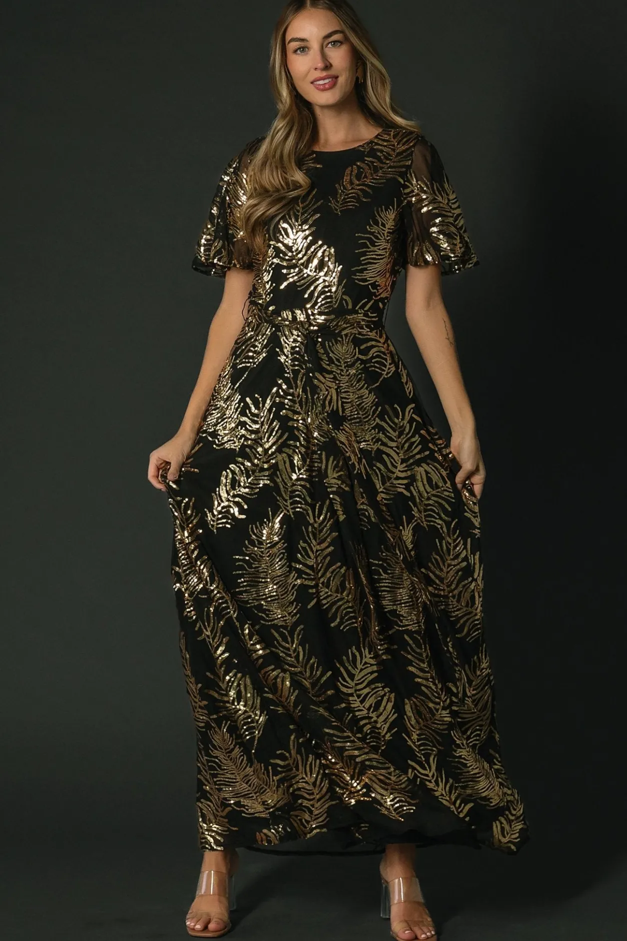 Best Baltic Born Muse Sequin Maxi Dress | Black + Gold Black+Gold