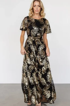 Best Baltic Born Muse Sequin Maxi Dress | Black + Gold Black+Gold