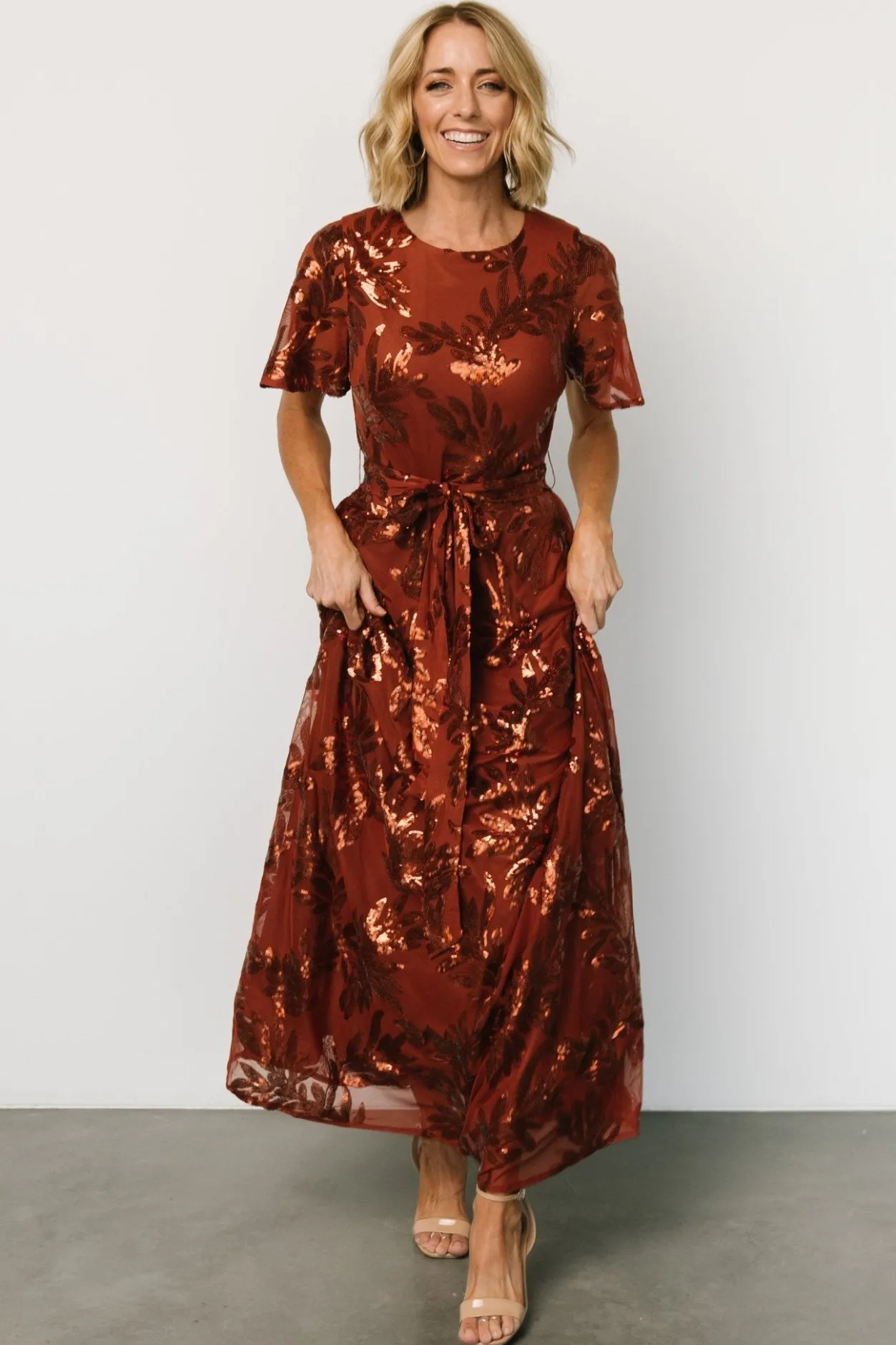 New Baltic Born Muse Sequin Maxi Dress | Cinnamon
