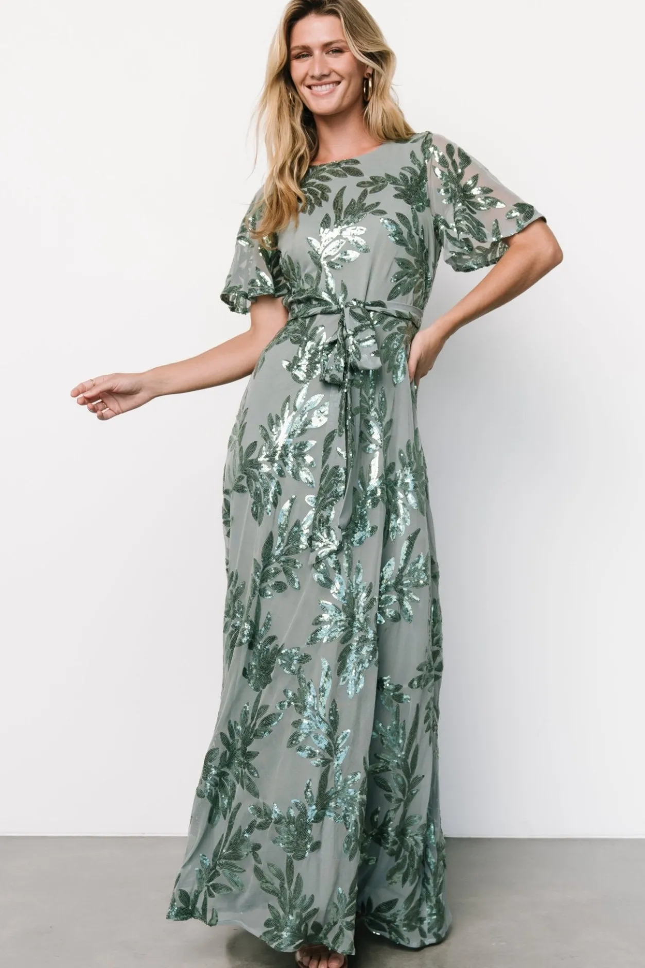 Sale Baltic Born Muse Sequin Maxi Dress | Eucalyptus