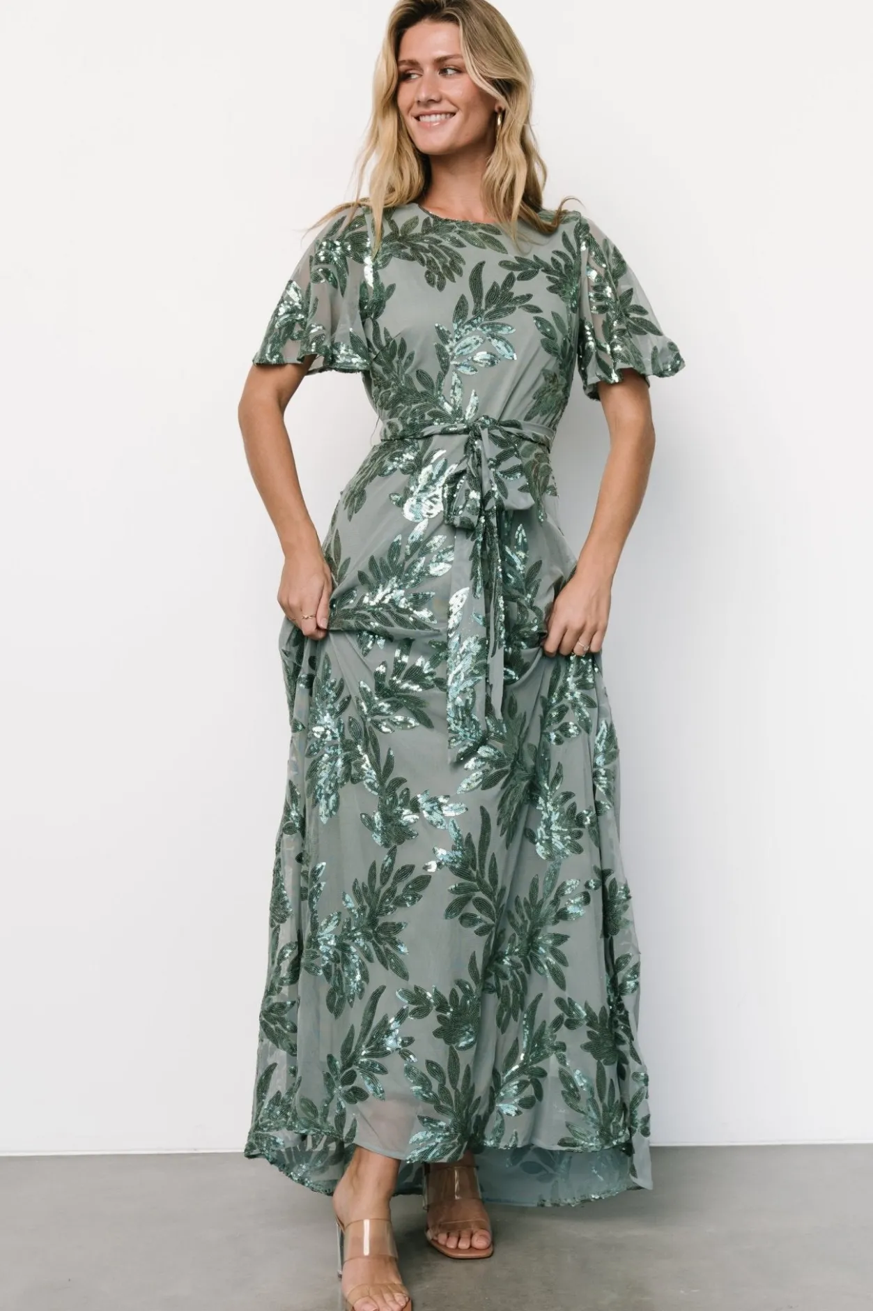 Sale Baltic Born Muse Sequin Maxi Dress | Eucalyptus