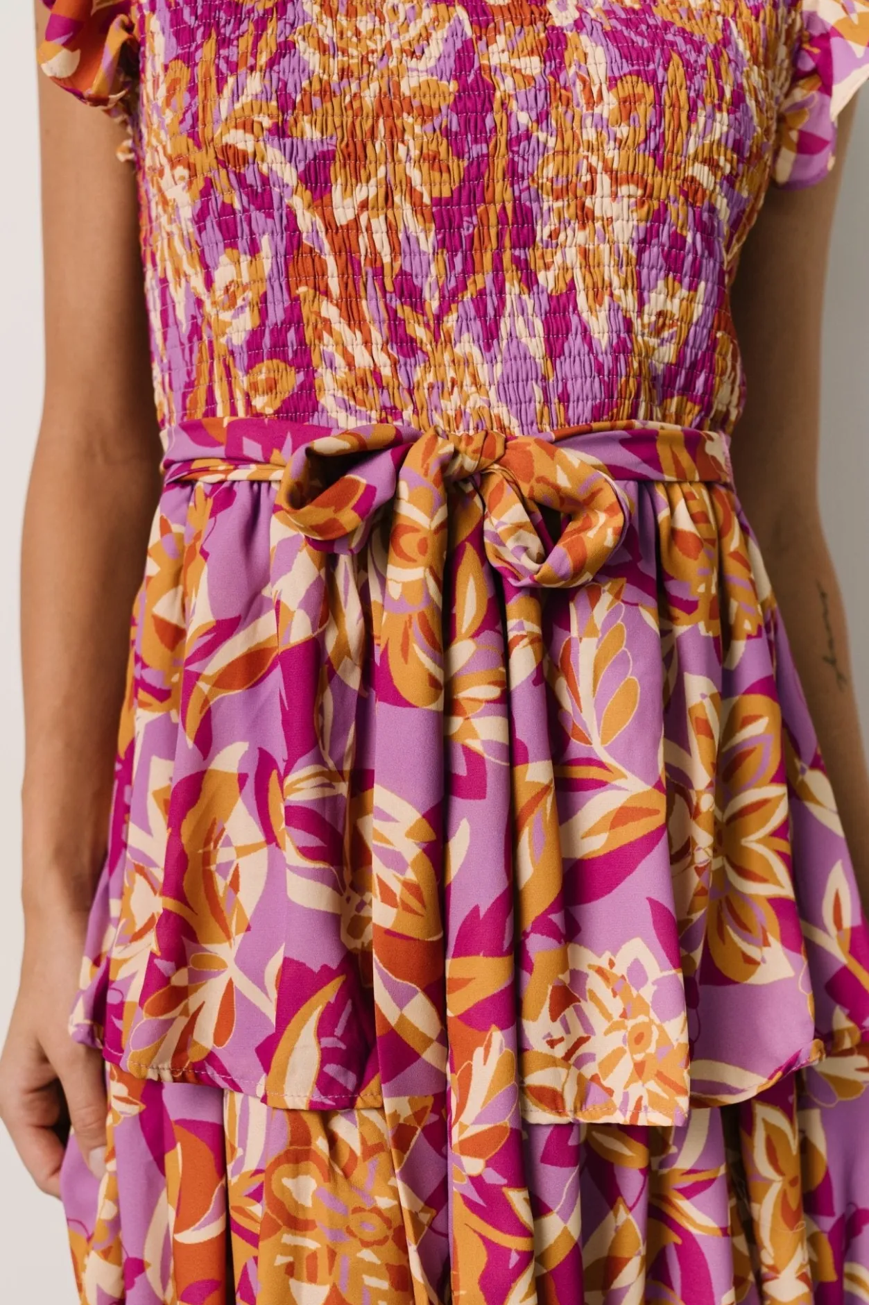 Fashion Baltic Born Mya Smocked Maxi Dress | Orchid + Gold Print Orchid+GoldPrint