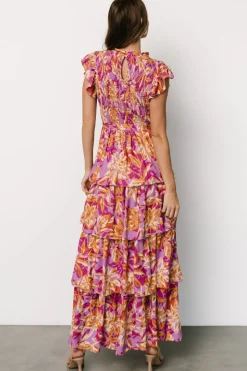 Fashion Baltic Born Mya Smocked Maxi Dress | Orchid + Gold Print Orchid+GoldPrint