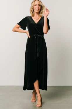 Online Baltic Born Nadine Velvet Midi Dress | Black