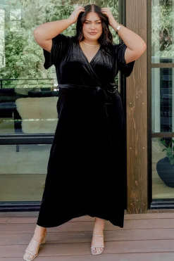 Online Baltic Born Nadine Velvet Midi Dress | Black