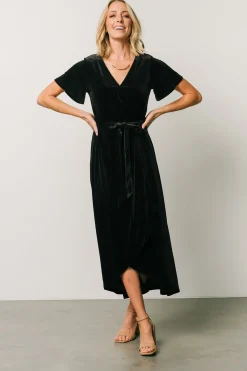 Online Baltic Born Nadine Velvet Midi Dress | Black