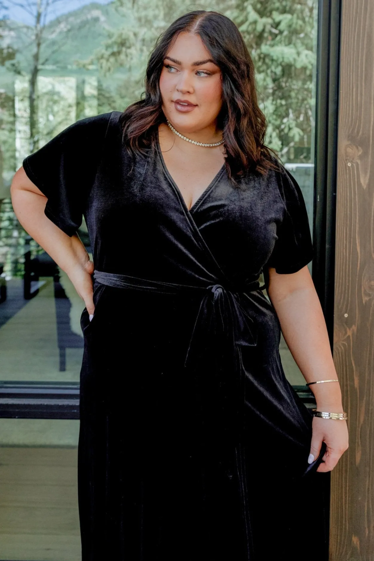 Online Baltic Born Nadine Velvet Midi Dress | Black