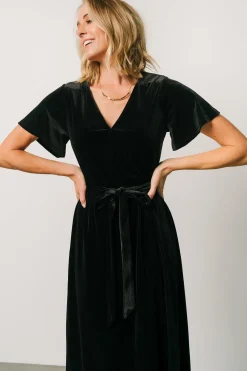Online Baltic Born Nadine Velvet Midi Dress | Black