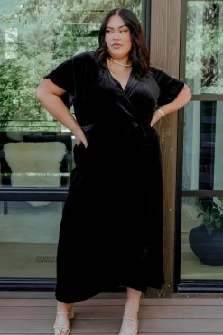Online Baltic Born Nadine Velvet Midi Dress | Black