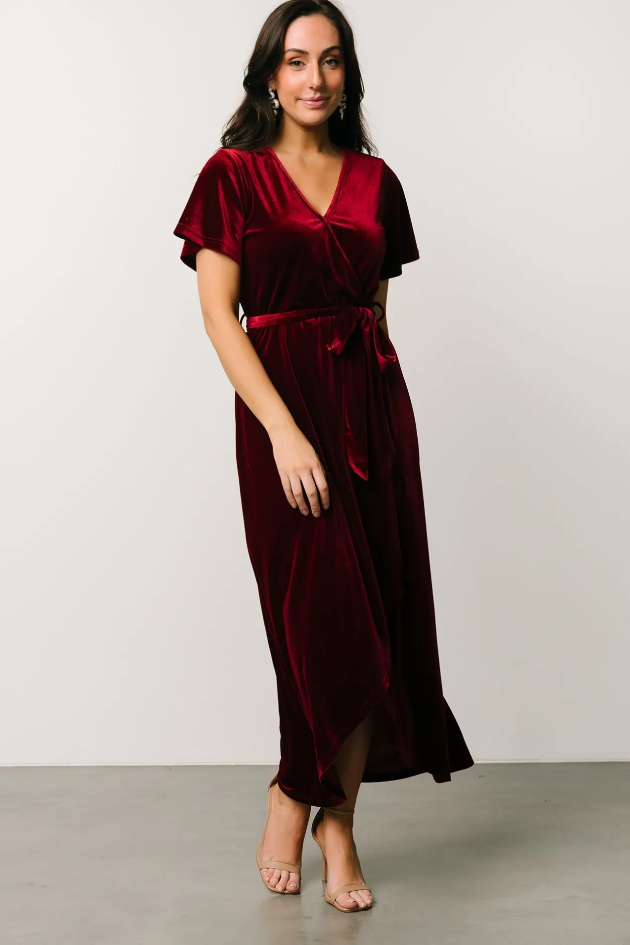 Fashion Baltic Born Nadine Velvet Midi Dress | Merlot