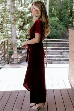 Fashion Baltic Born Nadine Velvet Midi Dress | Merlot