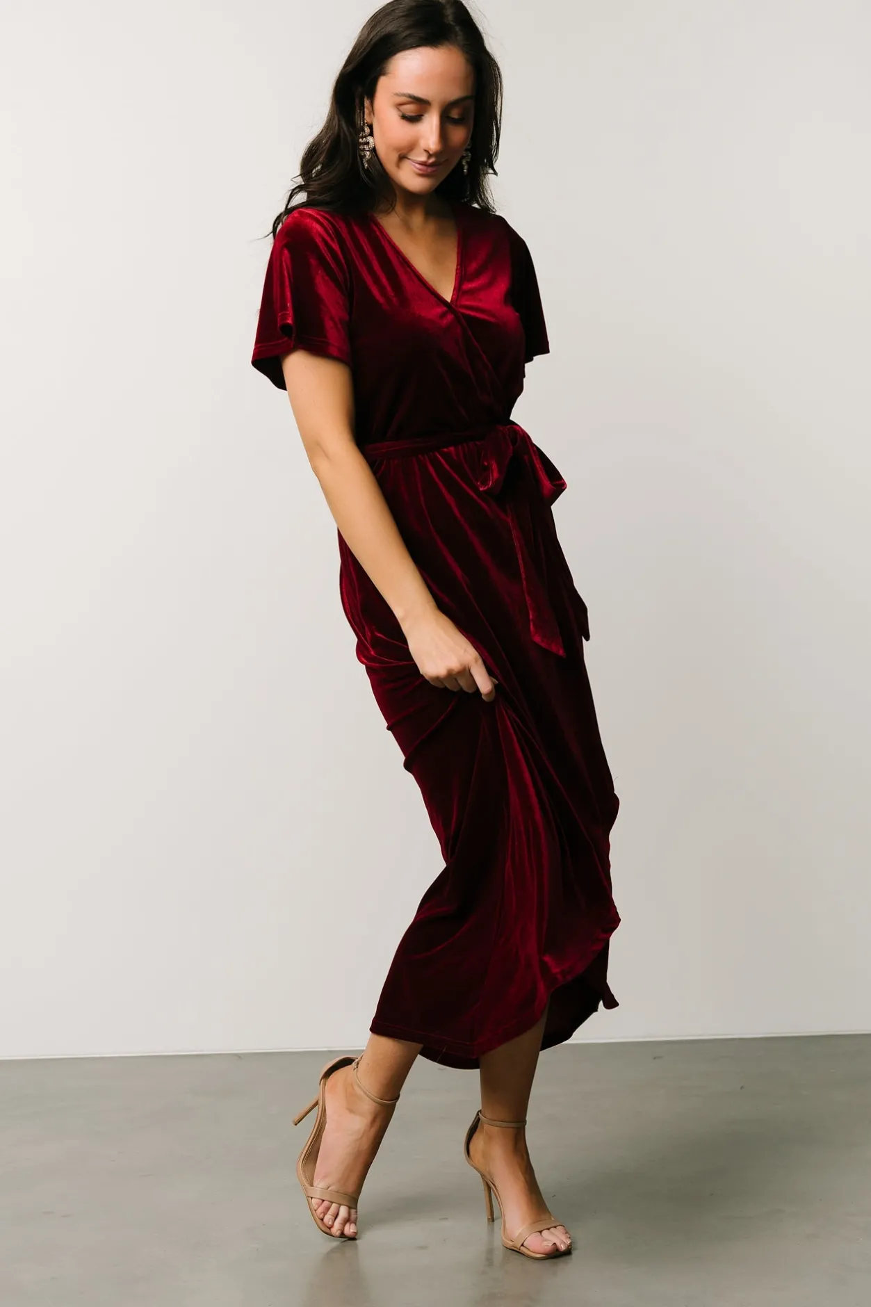Fashion Baltic Born Nadine Velvet Midi Dress | Merlot