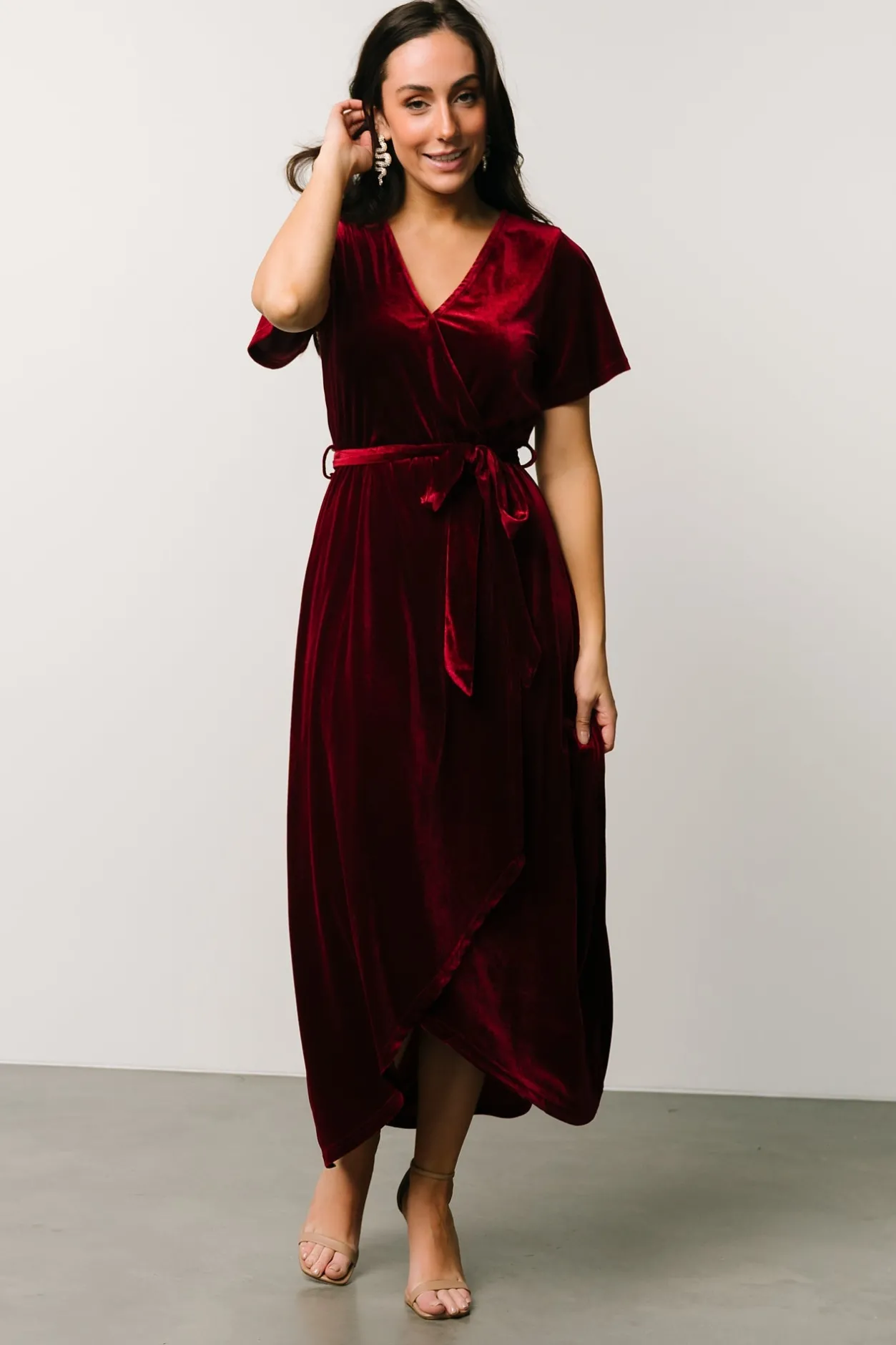 Fashion Baltic Born Nadine Velvet Midi Dress | Merlot