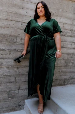 Sale Baltic Born Nadine Velvet Midi Dress | Green