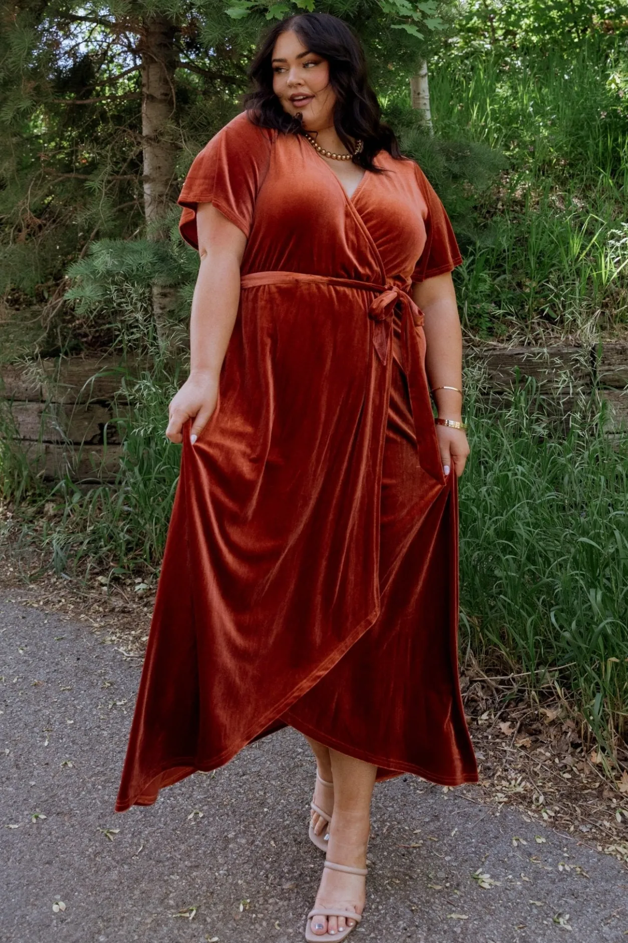 New Baltic Born Nadine Velvet Midi Dress | Rust