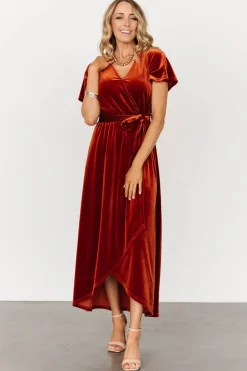 New Baltic Born Nadine Velvet Midi Dress | Rust