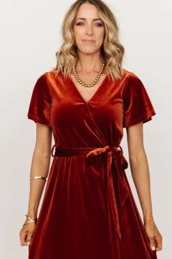 New Baltic Born Nadine Velvet Midi Dress | Rust
