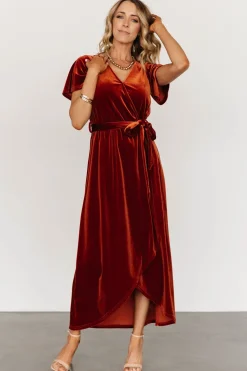 New Baltic Born Nadine Velvet Midi Dress | Rust