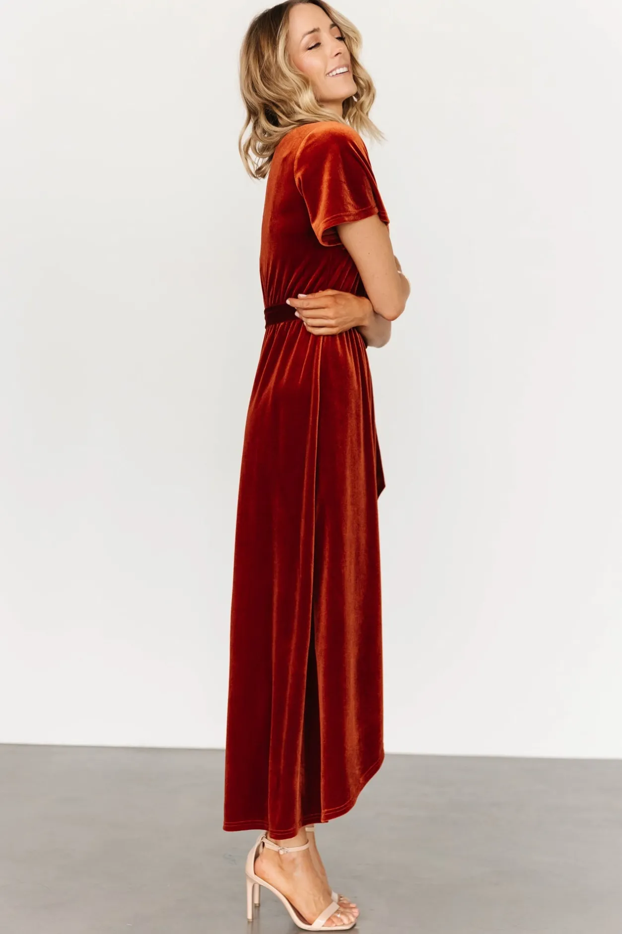 New Baltic Born Nadine Velvet Midi Dress | Rust