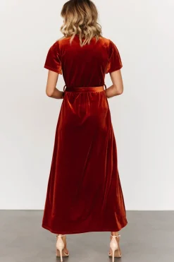 New Baltic Born Nadine Velvet Midi Dress | Rust
