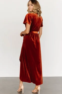 New Baltic Born Nadine Velvet Midi Dress | Rust