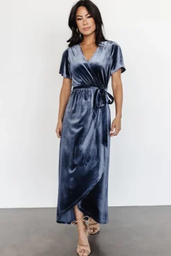New Baltic Born Nadine Velvet Midi Dress | Blue