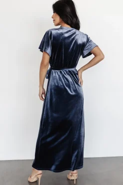 New Baltic Born Nadine Velvet Midi Dress | Blue