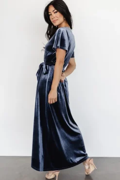 New Baltic Born Nadine Velvet Midi Dress | Blue