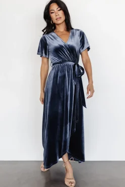 New Baltic Born Nadine Velvet Midi Dress | Blue
