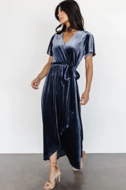 New Baltic Born Nadine Velvet Midi Dress | Blue