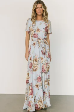 Fashion Baltic Born Naomi Short Sleeve Maxi Dress | Blue Multi Floral BlueMultiFloral