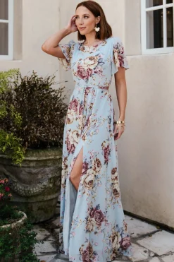Fashion Baltic Born Naomi Short Sleeve Maxi Dress | Blue Multi Floral BlueMultiFloral