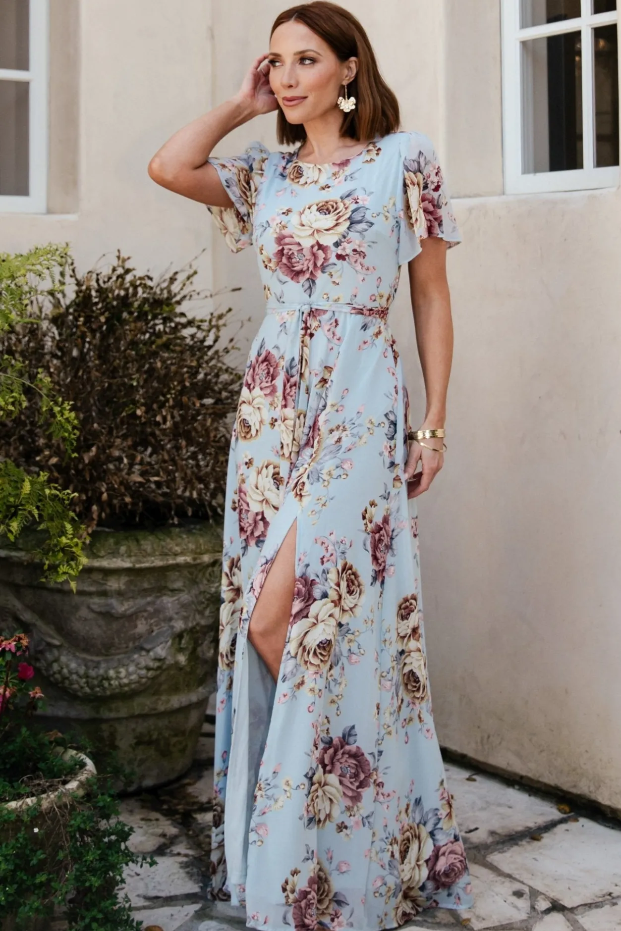 Fashion Baltic Born Naomi Short Sleeve Maxi Dress | Blue Multi Floral BlueMultiFloral