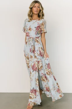 Fashion Baltic Born Naomi Short Sleeve Maxi Dress | Blue Multi Floral BlueMultiFloral