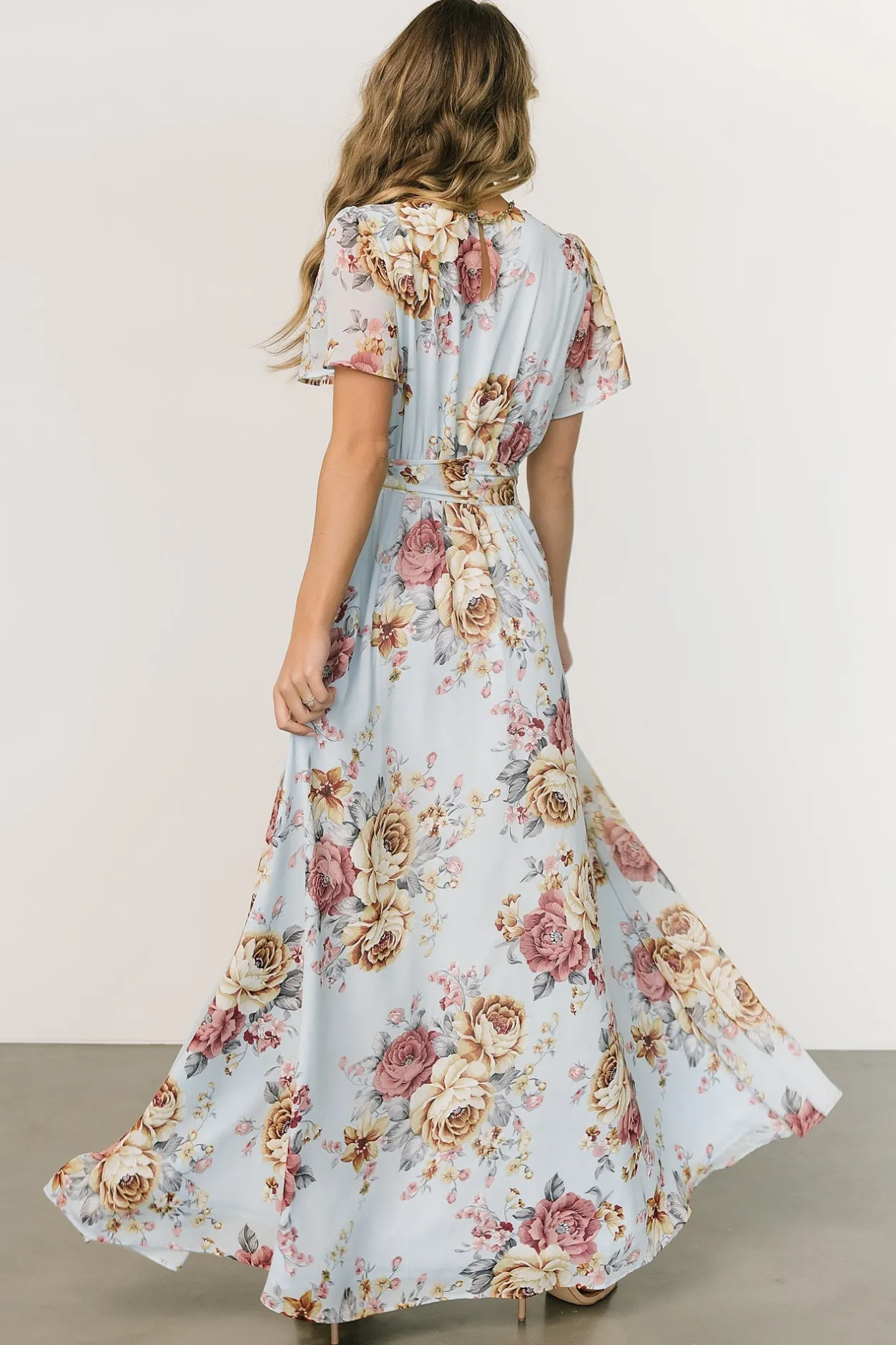 Fashion Baltic Born Naomi Short Sleeve Maxi Dress | Blue Multi Floral BlueMultiFloral