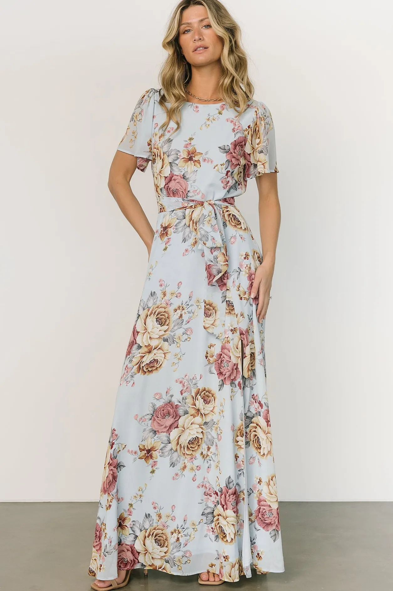 Fashion Baltic Born Naomi Short Sleeve Maxi Dress | Blue Multi Floral BlueMultiFloral
