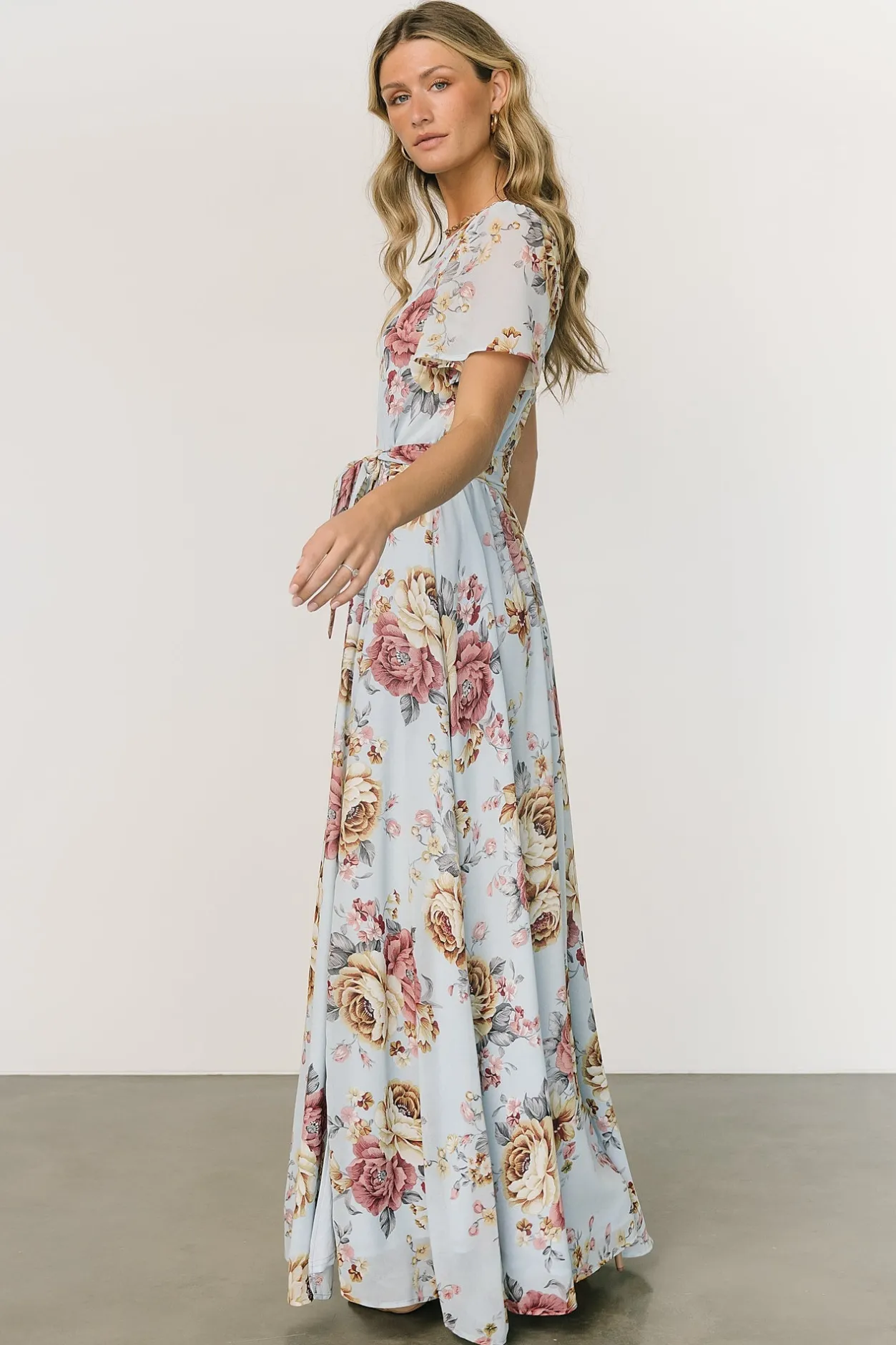 Fashion Baltic Born Naomi Short Sleeve Maxi Dress | Blue Multi Floral BlueMultiFloral