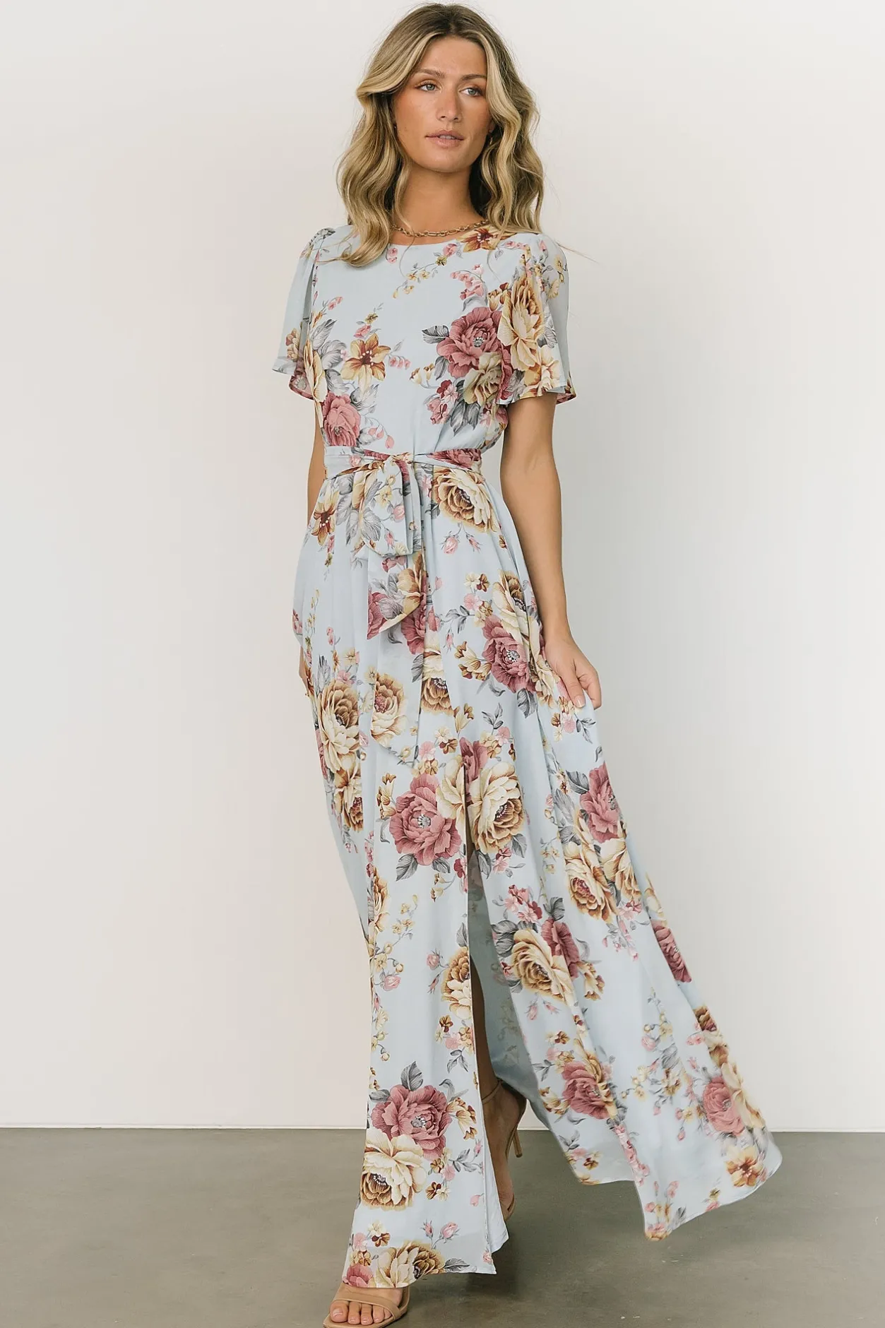 Fashion Baltic Born Naomi Short Sleeve Maxi Dress | Blue Multi Floral BlueMultiFloral
