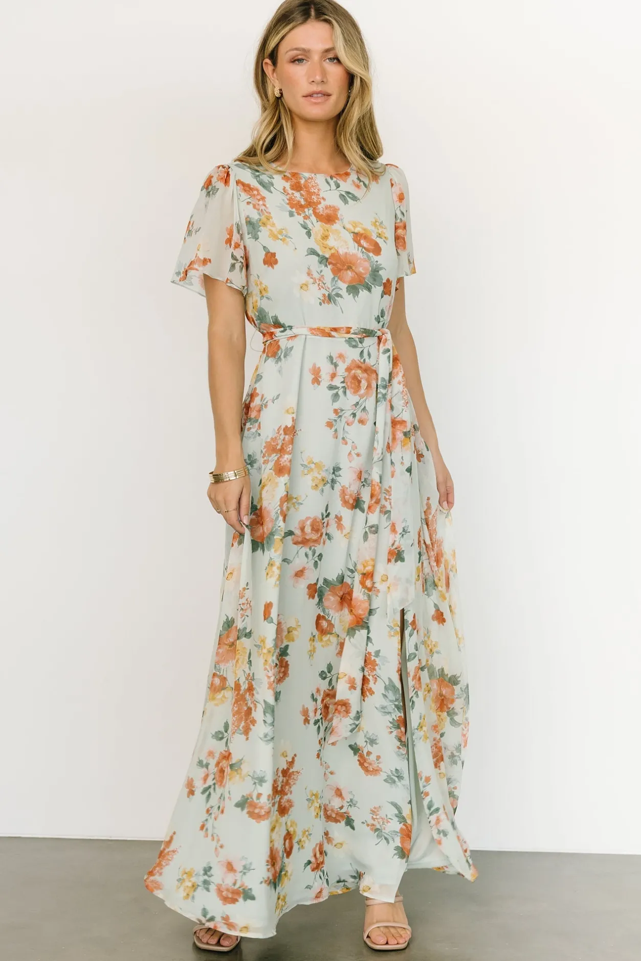 Hot Baltic Born Naomi Short Sleeve Maxi Dress | Sage Floral SageFloral