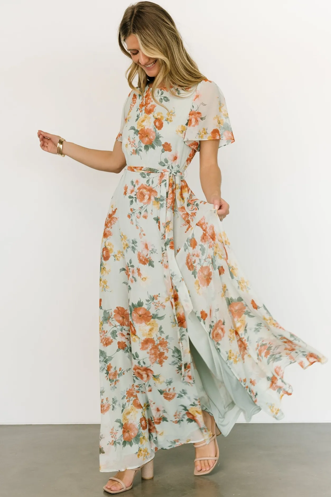 Hot Baltic Born Naomi Short Sleeve Maxi Dress | Sage Floral SageFloral