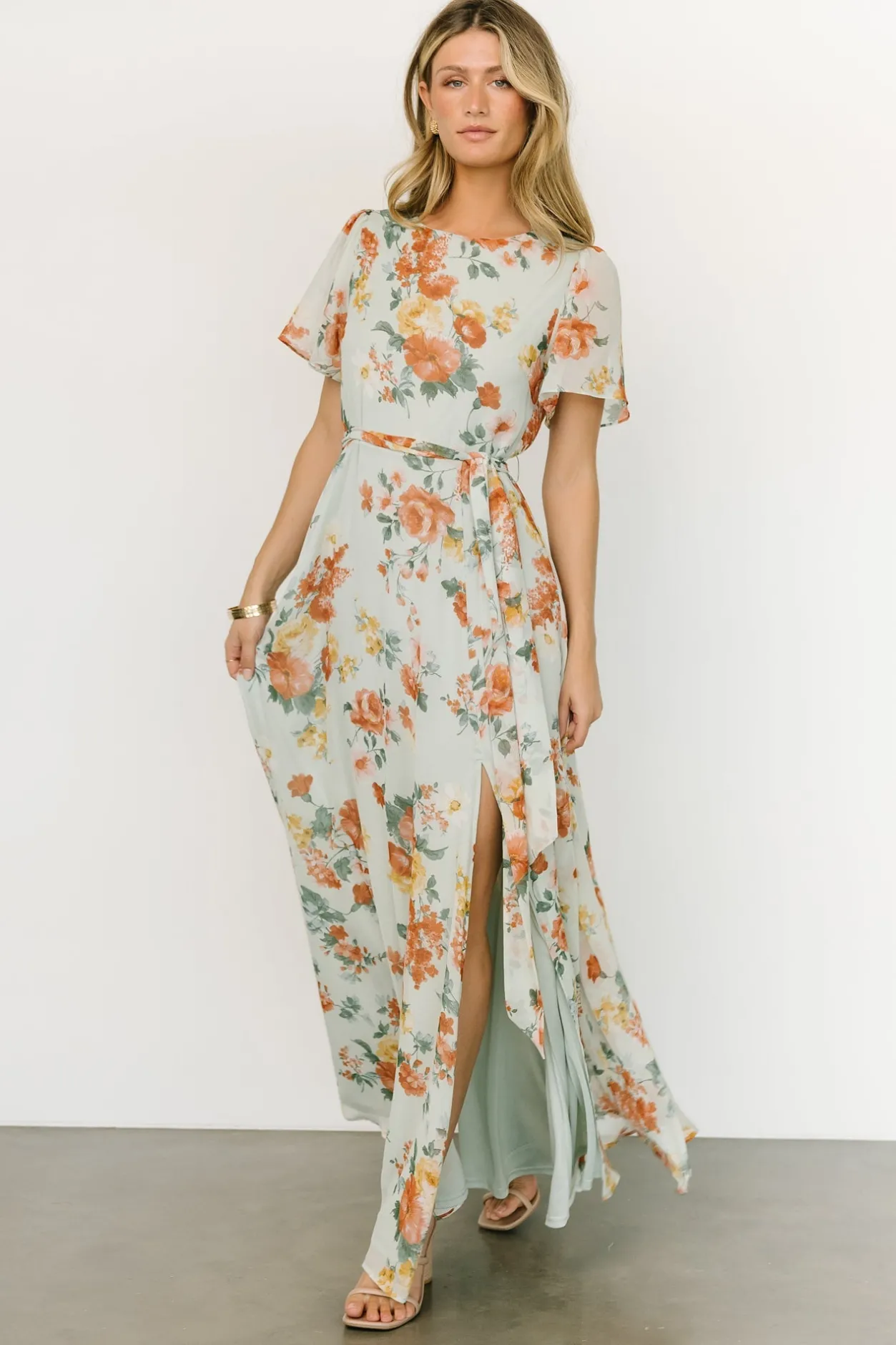 Hot Baltic Born Naomi Short Sleeve Maxi Dress | Sage Floral SageFloral