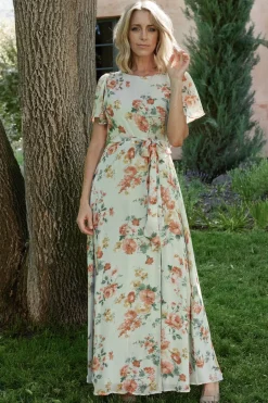 Hot Baltic Born Naomi Short Sleeve Maxi Dress | Sage Floral SageFloral